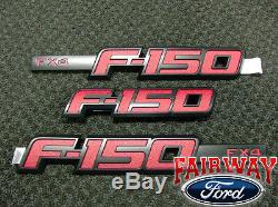 2009 thru 2014 F-150 OEM Genuine Ford Parts RED FX4 Fender & T/Gate Emblem Set
