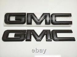 Custom Front & Rear Emblem Black Fit For 2019-2022 GMC Sierra 1500 2500HD 3500HD