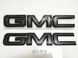 Custom Front & Rear Emblem Black Fit For 2019-2022 GMC Sierra 1500 2500HD 3500HD