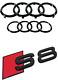 For Audi S8 Hood Rear Rings Badge Grille Emblem Trunk Sticker Gloss Black 2020+