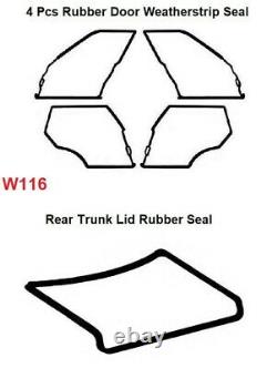 Mercedes Benz W116 Door + Trunk Rubber Weatherstrip Seal Set 5 Pieces