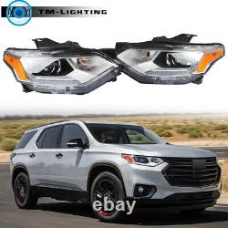 Pair Headlights For Chevy Traverse 2018-2021 HID/Xenon LED DRL Chrome Headlamps