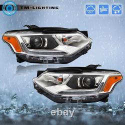 Pair Headlights For Chevy Traverse 2018-2021 HID/Xenon LED DRL Chrome Headlamps